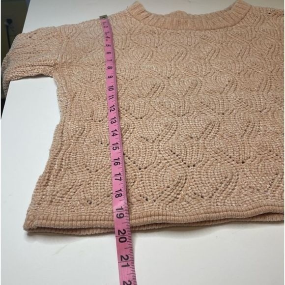 LC Lauren Conrad Brook Beige/Blush Pink Chenille Sweater Bell Sleeve Size Small - Picture 9 of 13